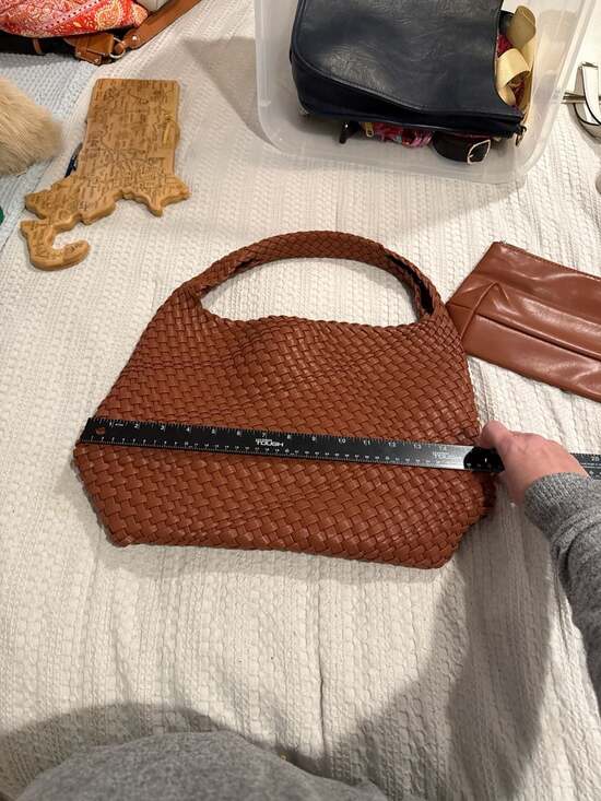 Vegan Leather Hand-Woven Tote Handbag - Picture 7 of 7